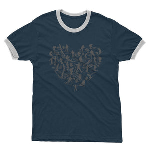 SKIING HEART_Grey Adult Ringer T-Shirt Apparel Navy / White Unisex S