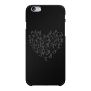 SKIING HEART_Grey Back Printed Black Hard Phone Case Accessories Apple iPhone 6-6s Black 