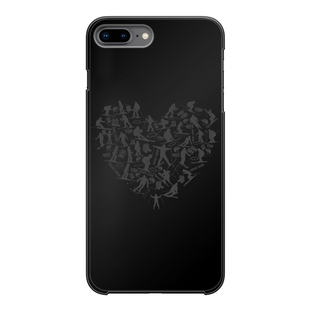 SKIING HEART_Grey Back Printed Black Hard Phone Case Accessories Apple iPhone 7/8 Black 