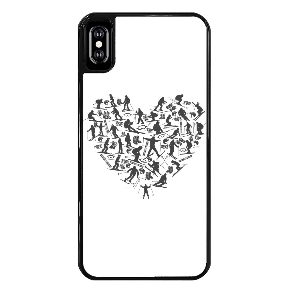 SKIING HEART_Grey Back Printed Black Hard Phone Case Accessories Apple iPhone X-Xs Black 