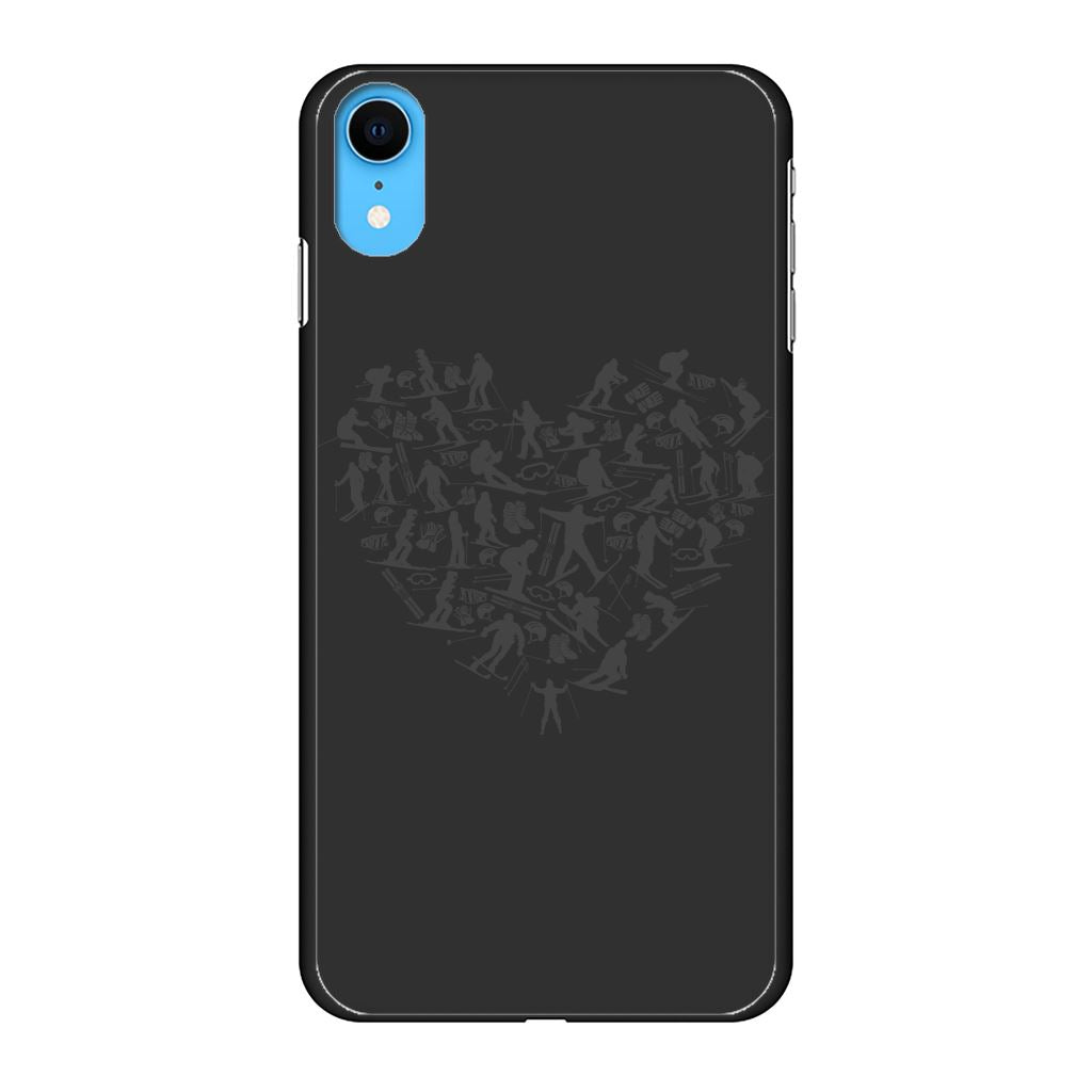 SKIING HEART_Grey Back Printed Black Hard Phone Case Accessories Apple iPhone Xr Black 