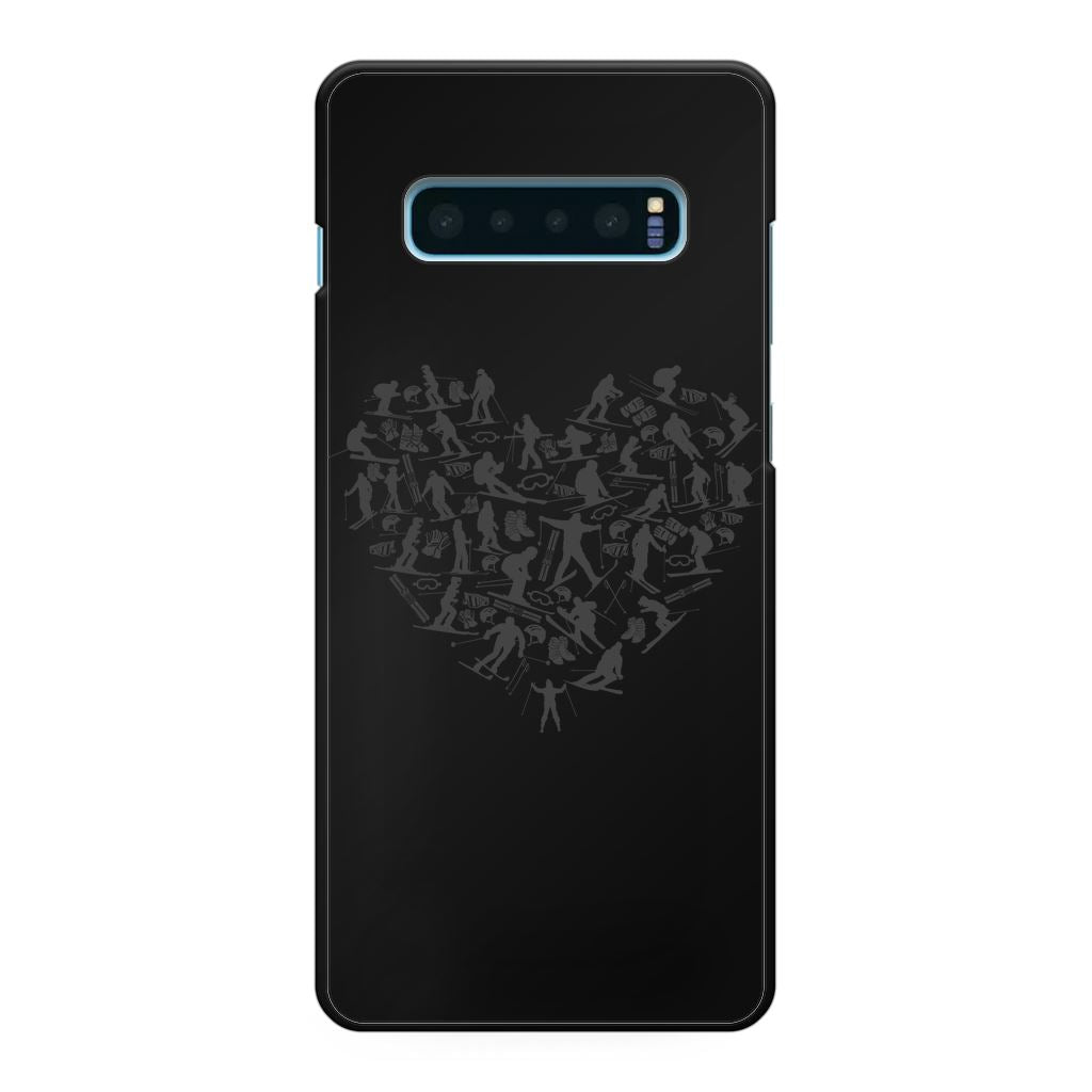 SKIING HEART_Grey Back Printed Black Hard Phone Case Accessories Samsung Galaxy S10 Plus Black 