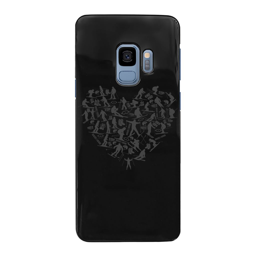 SKIING HEART_Grey Back Printed Black Hard Phone Case Accessories Samsung Galaxy S9 Black 