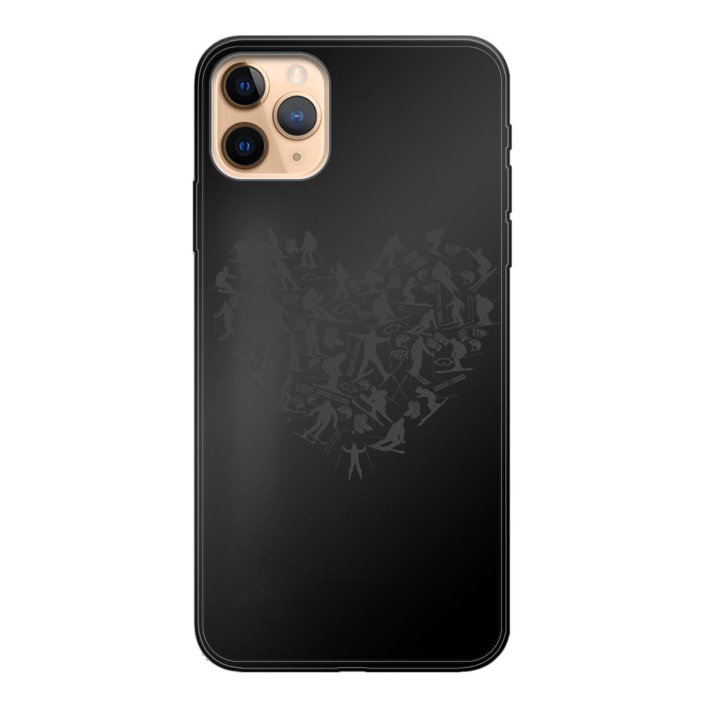 SKIING HEART_Grey Back Printed Black Soft Phone Case Accessories Apple iPhone 11 Pro Max Black Soft Case Black 