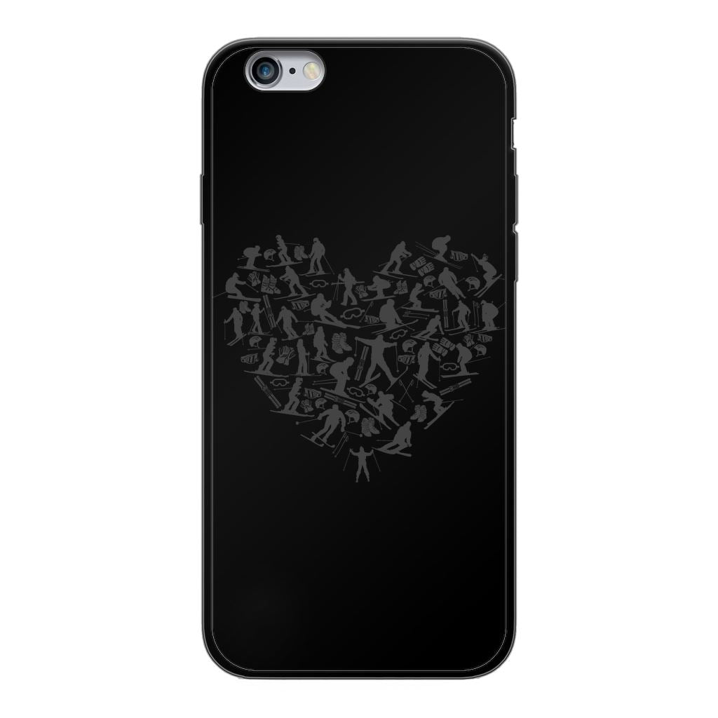 SKIING HEART_Grey Back Printed Black Soft Phone Case Accessories Apple iPhone 6-6s Black Soft Case Black 