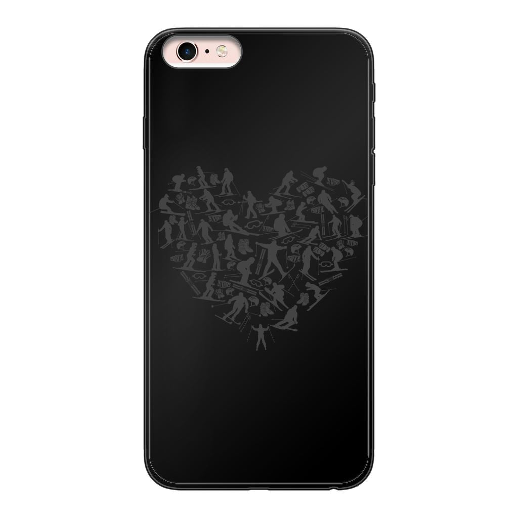 SKIING HEART_Grey Back Printed Black Soft Phone Case Accessories Apple iPhone 6-6s Plus Black Soft Case Black 