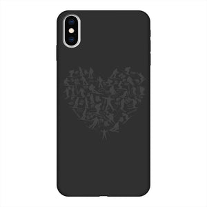 SKIING HEART_Grey Back Printed Black Soft Phone Case Accessories Apple iPhone Xs Max Black Soft Case Black 