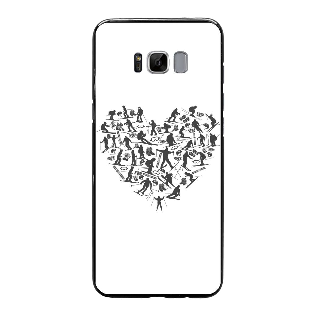 SKIING HEART_Grey Back Printed Black Soft Phone Case Accessories Samsung Galaxy S8 Plus Black Soft Case Black 