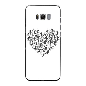 SKIING HEART_Grey Back Printed Black Soft Phone Case Accessories Samsung Galaxy S8 Plus Black Soft Case Black 