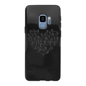 SKIING HEART_Grey Back Printed Black Soft Phone Case Accessories Samsung Galaxy S9 Black Soft Case Black 