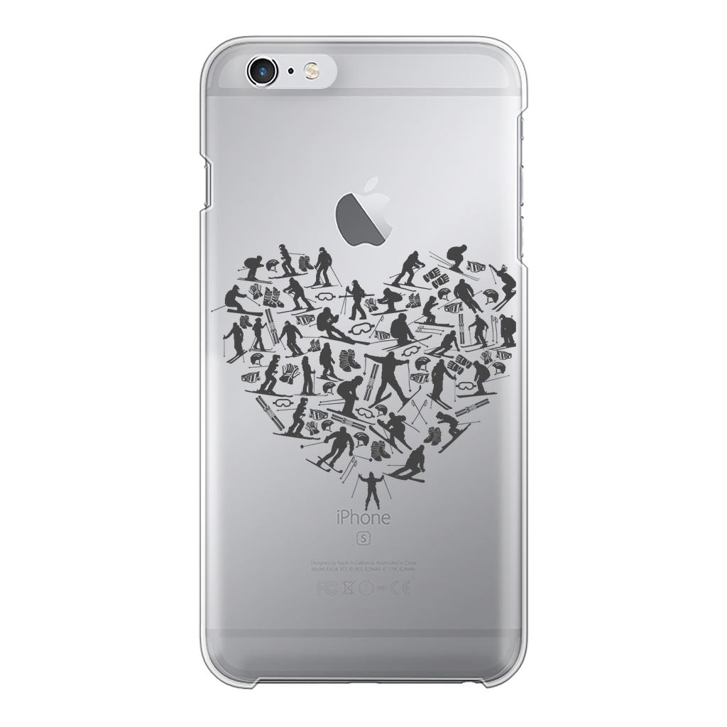 SKIING HEART_Grey Back Printed Transparent Hard Phone Case Accessories Apple iPhone 6-6s Transparent Hard Case Transparent 