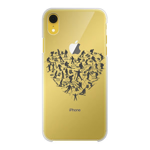 SKIING HEART_Grey Back Printed Transparent Hard Phone Case Accessories Apple iPhone Xr Transparent Hard Case Transparent 