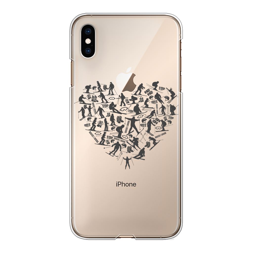 SKIING HEART_Grey Back Printed Transparent Hard Phone Case Accessories Apple iPhone Xs Max Transparent Hard Case Transparent 