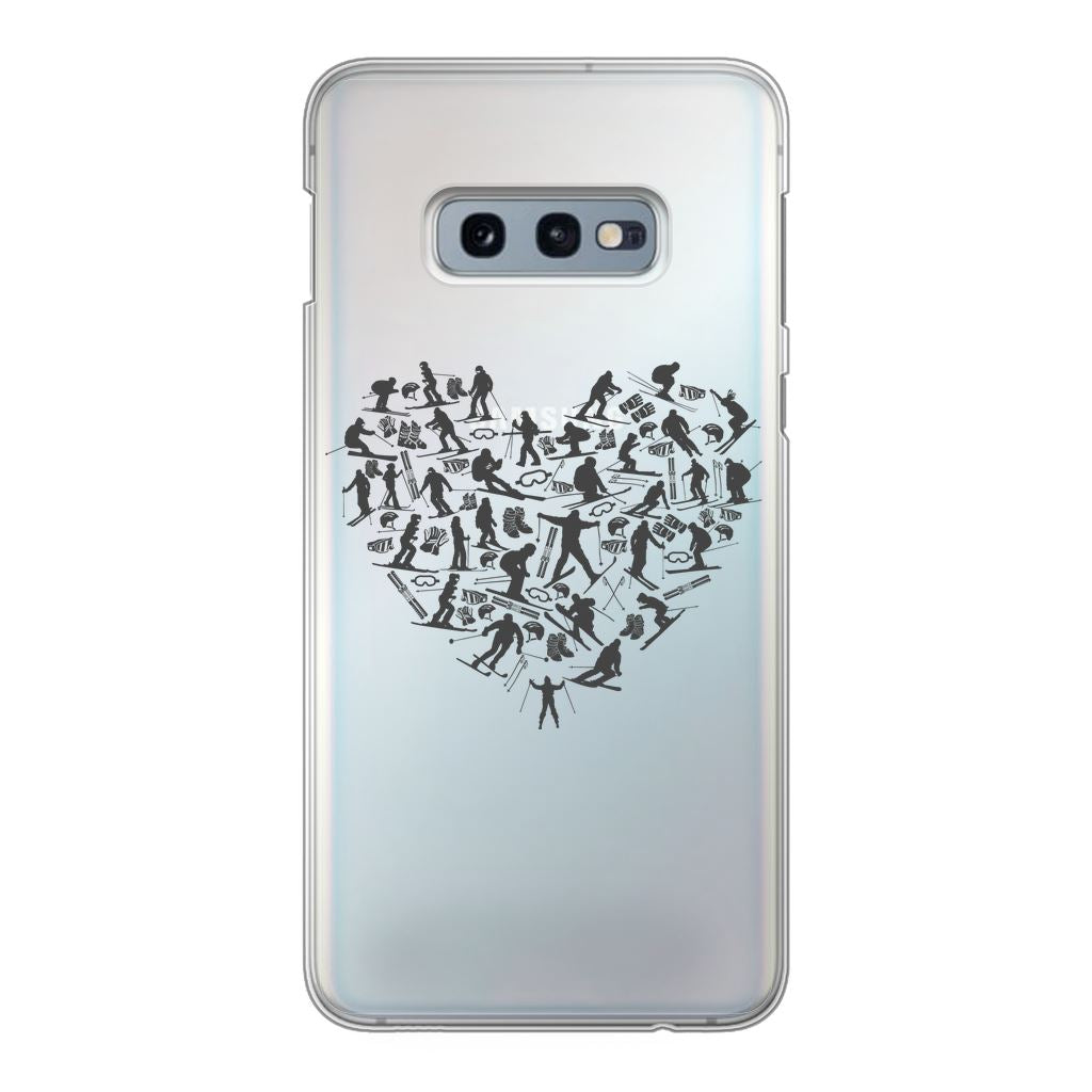 SKIING HEART_Grey Back Printed Transparent Hard Phone Case Accessories Samsung Galaxy S10E Transparent Hard Case Transparent 