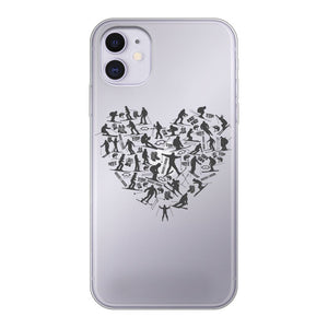 SKIING HEART_Grey Back Printed Transparent Soft Phone Case Accessories Apple iPhone 11 Soft Case Transparent 