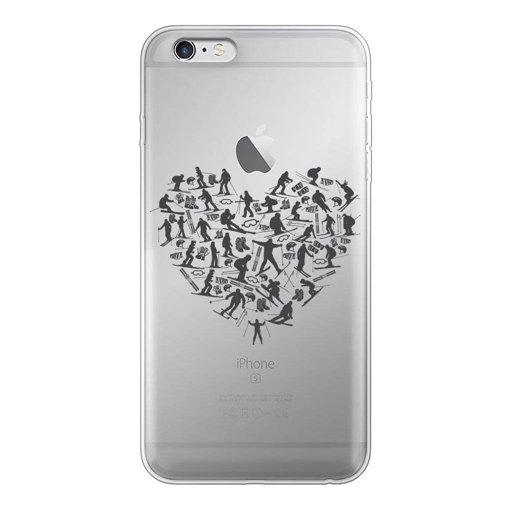 SKIING HEART_Grey Back Printed Transparent Soft Phone Case Accessories Apple iPhone 6-6s Plus Transparent Soft Case Transparent 
