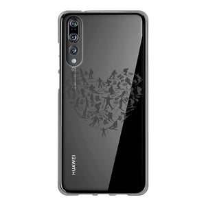 SKIING HEART_Grey Back Printed Transparent Soft Phone Case Accessories Huawei P20 Soft Case Transparent 