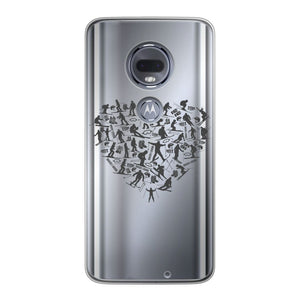 SKIING HEART_Grey Back Printed Transparent Soft Phone Case Accessories Motorola Moto G7 Soft Case Transparent 