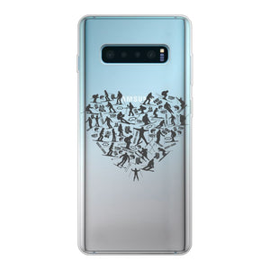 SKIING HEART_Grey Back Printed Transparent Soft Phone Case Accessories Samsung Galaxy S10 Plus Soft Case Transparent 