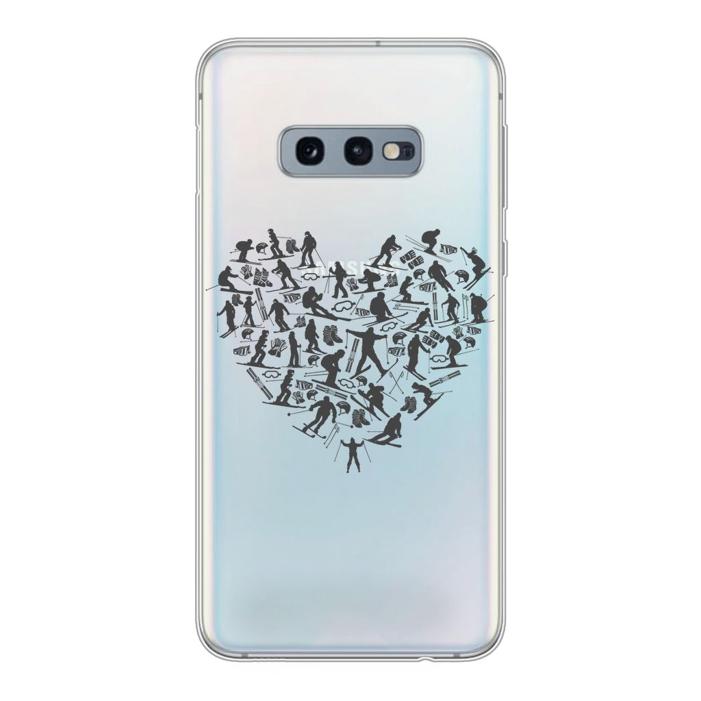 SKIING HEART_Grey Back Printed Transparent Soft Phone Case Accessories Samsung Galaxy S10E Soft Case Transparent 