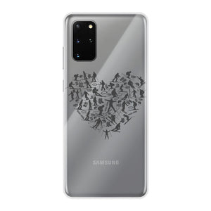 SKIING HEART_Grey Back Printed Transparent Soft Phone Case Accessories Samsung Galaxy S20 Plus Transparent Soft Case Transparent 