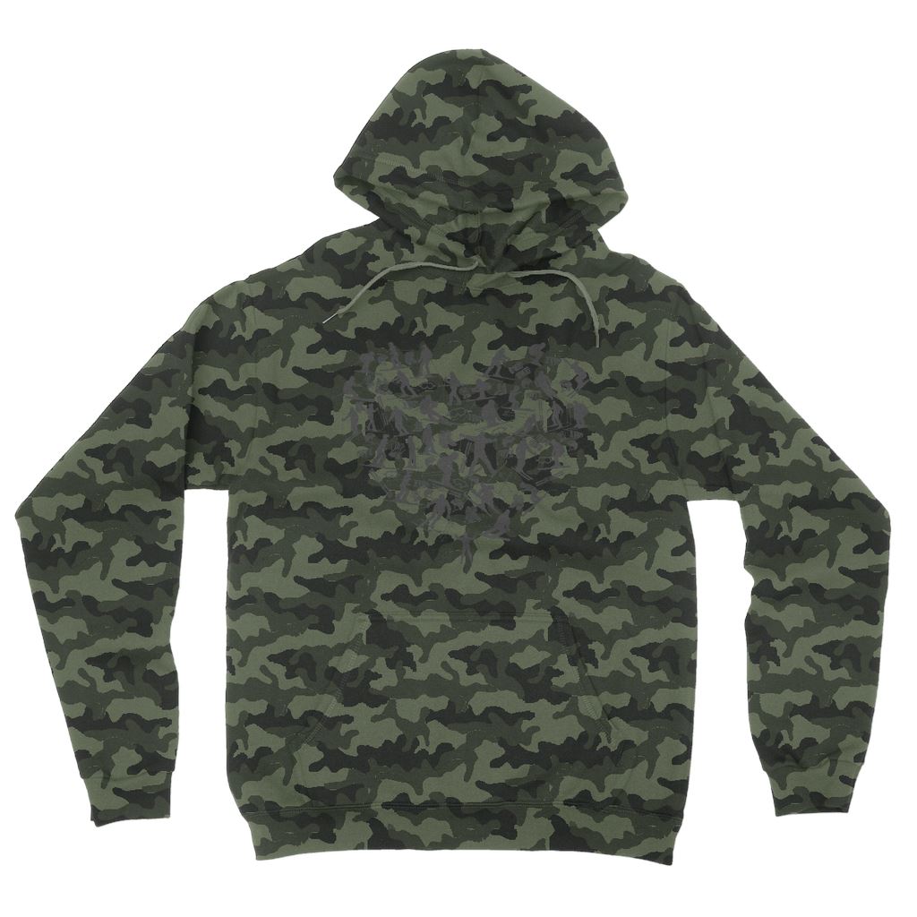 SKIING HEART_Grey Camouflage Adult Hoodie Apparel Green Camo S 