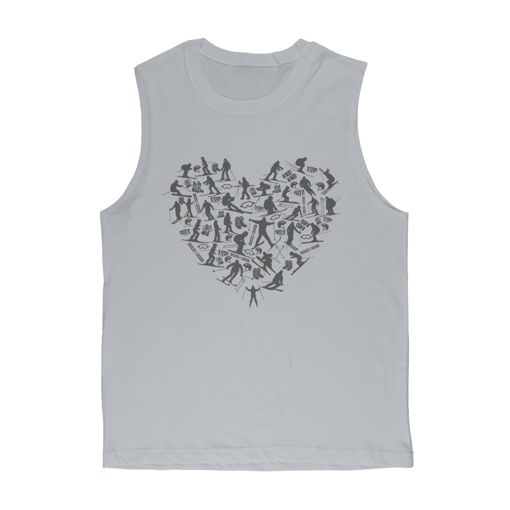 SKIING HEART_Grey Classic Adult Muscle Top Apparel Light Grey Unisex S