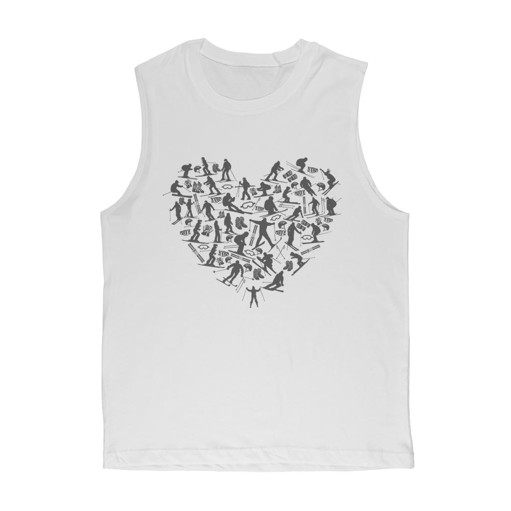 SKIING HEART_Grey Classic Adult Muscle Top Apparel White Unisex S