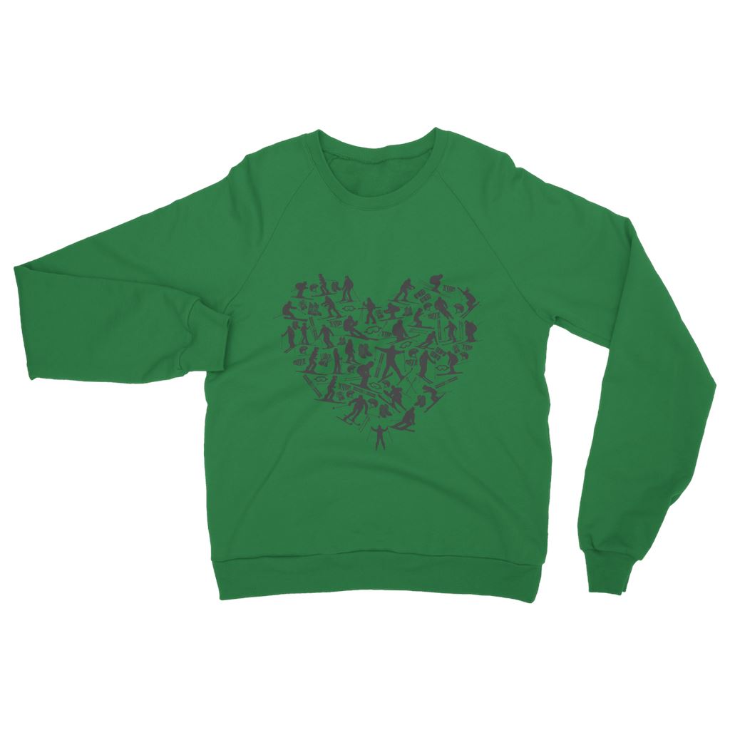SKIING HEART_Grey Classic Adult Sweatshirt Apparel Kelly Green S 