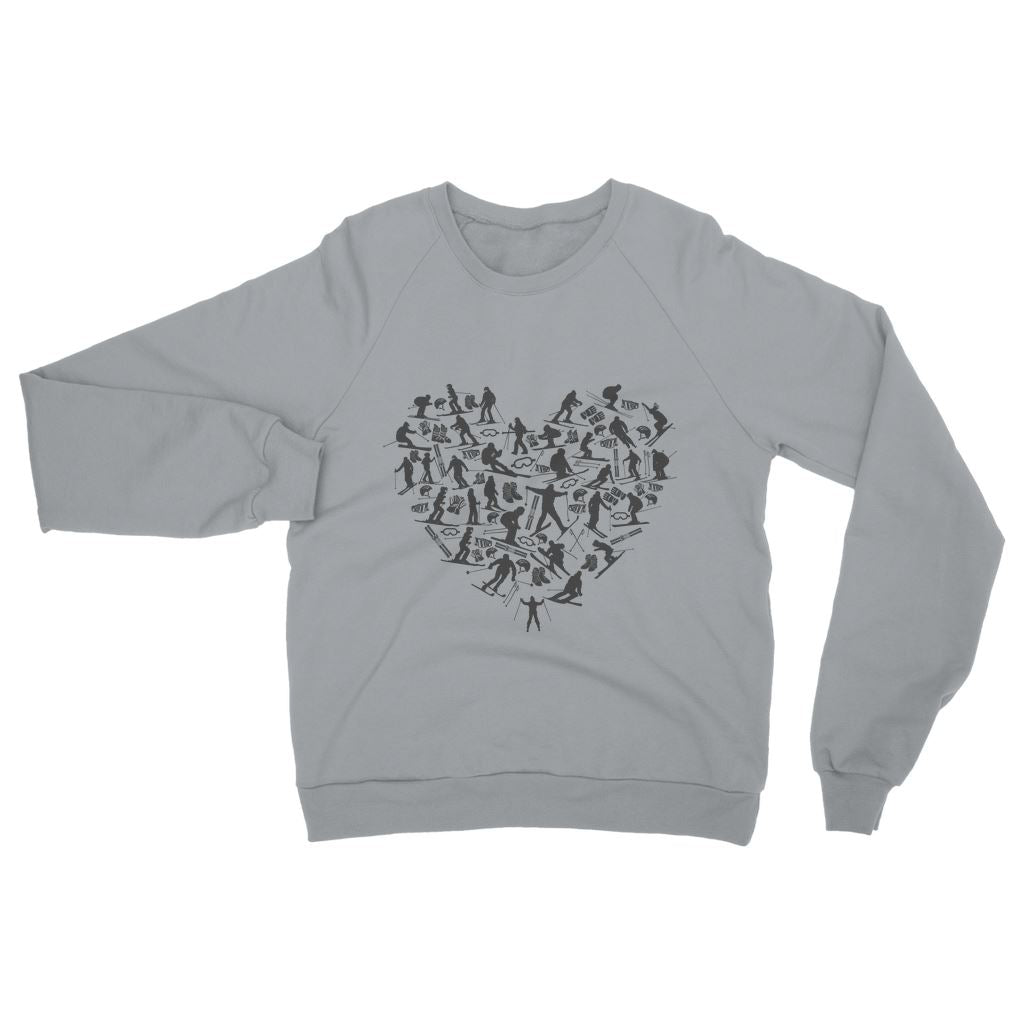 SKIING HEART_Grey Classic Adult Sweatshirt Apparel Light Grey S 