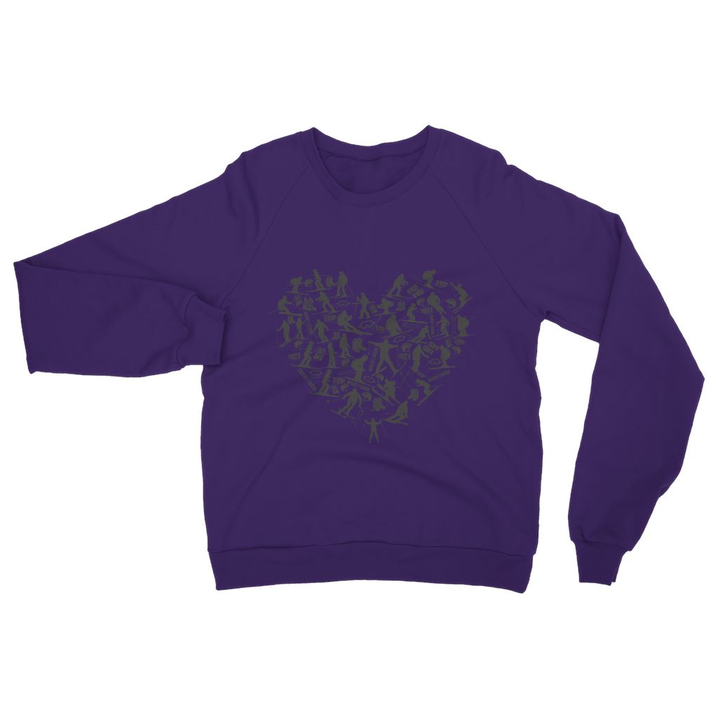 SKIING HEART_Grey Classic Adult Sweatshirt Apparel Purple S 