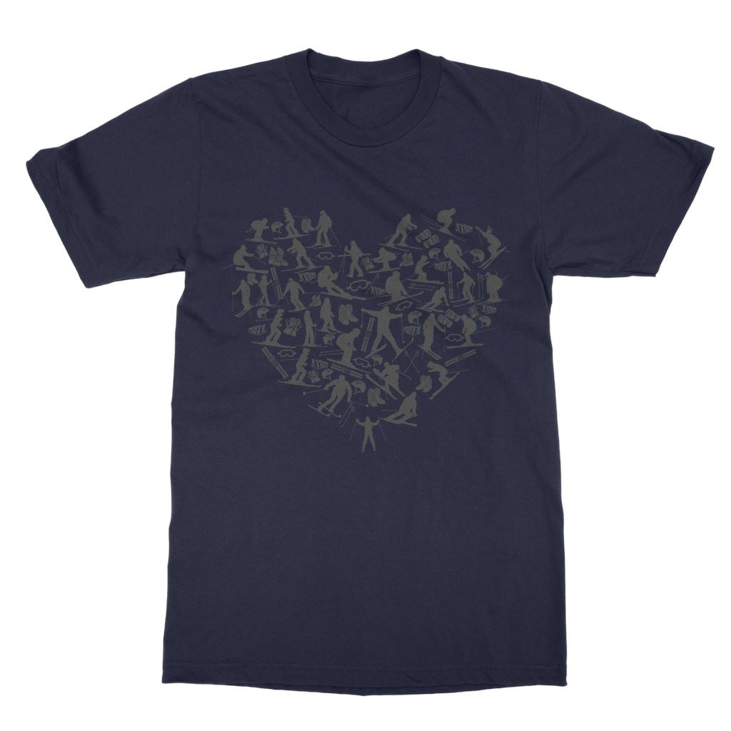 SKIING HEART_Grey Classic Adult T-Shirt Apparel Navy Unisex S