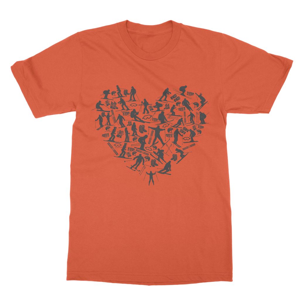SKIING HEART_Grey Classic Adult T-Shirt Apparel Orange Unisex S