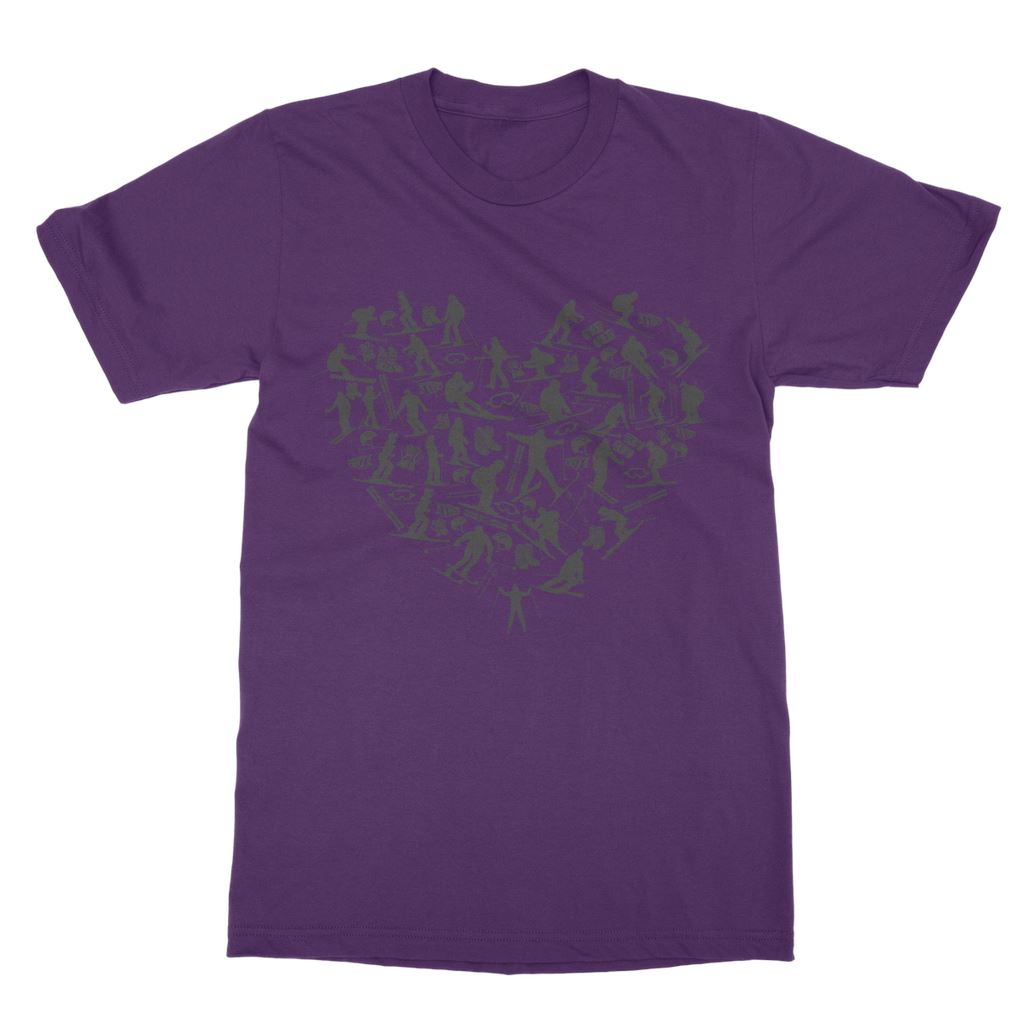 SKIING HEART_Grey Classic Adult T-Shirt Apparel Purple Unisex S