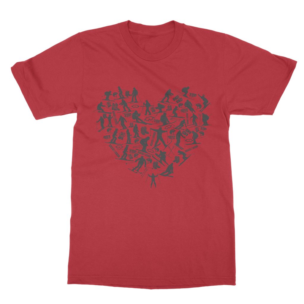 SKIING HEART_Grey Classic Adult T-Shirt Apparel Red Unisex S