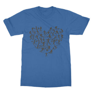 SKIING HEART_Grey Classic Adult T-Shirt Apparel Royal Blue Unisex S