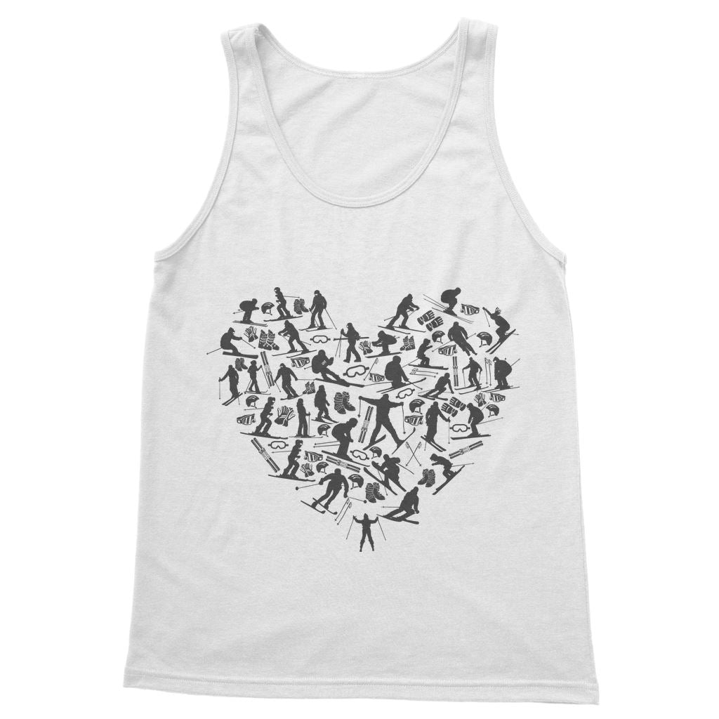 SKIING HEART_Grey Classic Adult Vest Top Apparel White S 