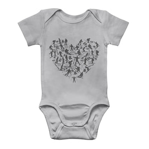 SKIING HEART_Grey Classic Baby Onesie Bodysuit Apparel Light Grey 0 to 3 Months 