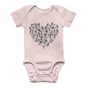 SKIING HEART_Grey Classic Baby Onesie Bodysuit Apparel Light Pink 0 to 3 Months 