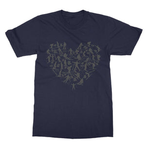 SKIING HEART_Grey Classic Heavy Cotton Adult T-Shirt Apparel Navy Unisex S