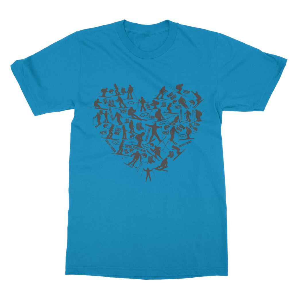 SKIING HEART_Grey Classic Heavy Cotton Adult T-Shirt Apparel Sapphire Unisex S