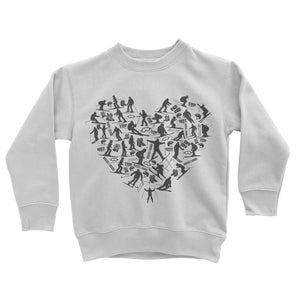 SKIING HEART_Grey Classic Kids Sweatshirt Apparel Arctic White 3 to 4 Years 