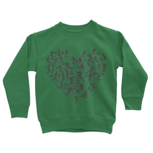 SKIING HEART_Grey Classic Kids Sweatshirt Apparel Kelly Green 3 to 4 Years 