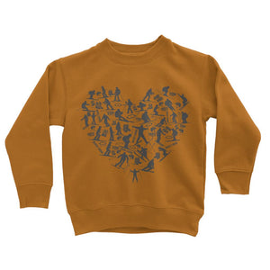 SKIING HEART_Grey Classic Kids Sweatshirt Apparel Orange Crush 5 to 6 Years 