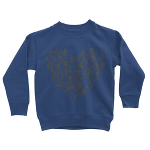 SKIING HEART_Grey Classic Kids Sweatshirt Apparel Royal Blue 3 to 4 Years 