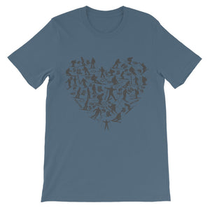 SKIING HEART_Grey Classic Kids T-Shirt Apparel Indigo 3 to 4 Years 