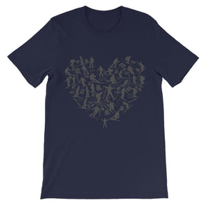SKIING HEART_Grey Classic Kids T-Shirt Apparel Navy 3 to 4 Years 