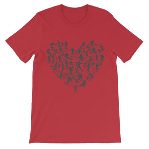 SKIING HEART_Grey Classic Kids T-Shirt Apparel Red 3 to 4 Years 