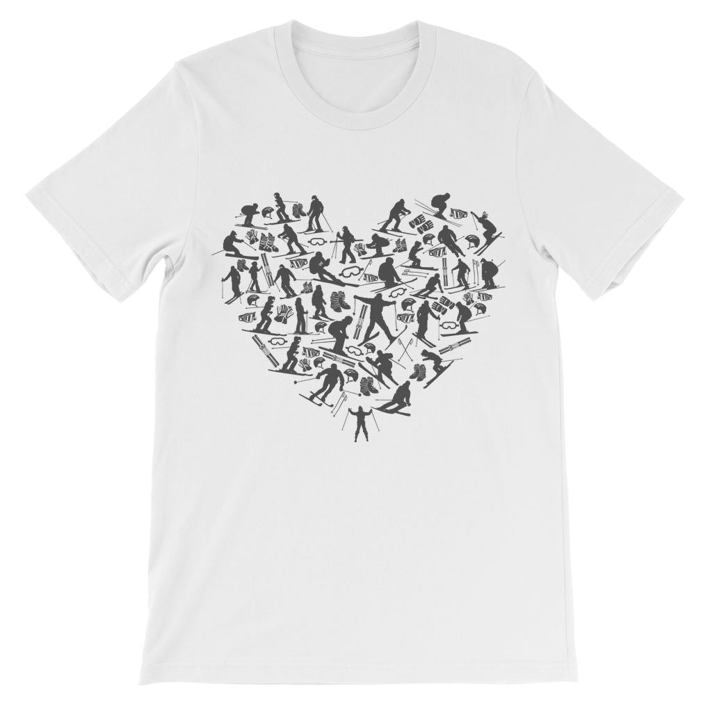 SKIING HEART_Grey Classic Kids T-Shirt Apparel White 3 to 4 Years 