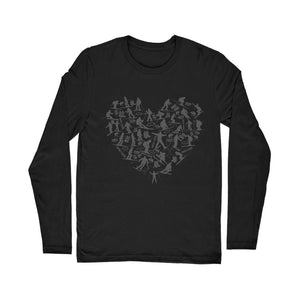 SKIING HEART_Grey Classic Long Sleeve T-Shirt Apparel Black Unisex S